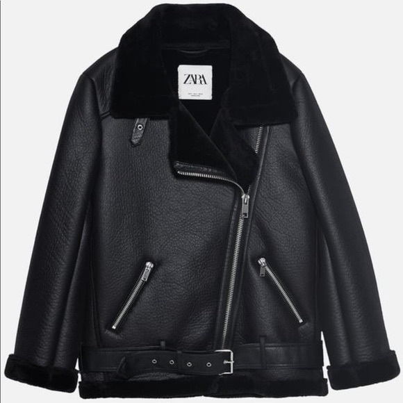 Zara Jackets & Blazers - ❤️‍🔥❤️‍🔥Zara Double Faced Faux Fur Leather Shearling Biker Jacket